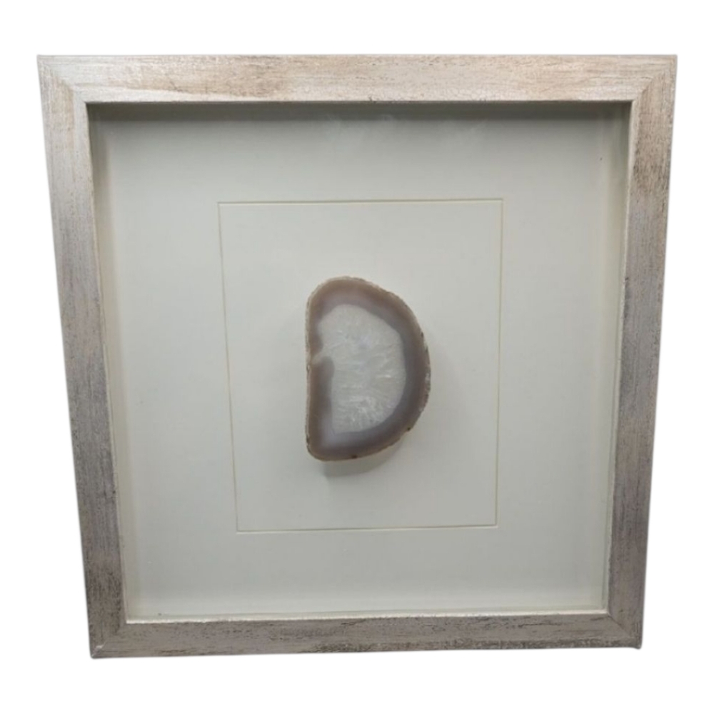 -Set- Natural Geode Agate Art Modern Decor Shadow Box Frame Glass Inlay Minerals - Picture 2 of 11